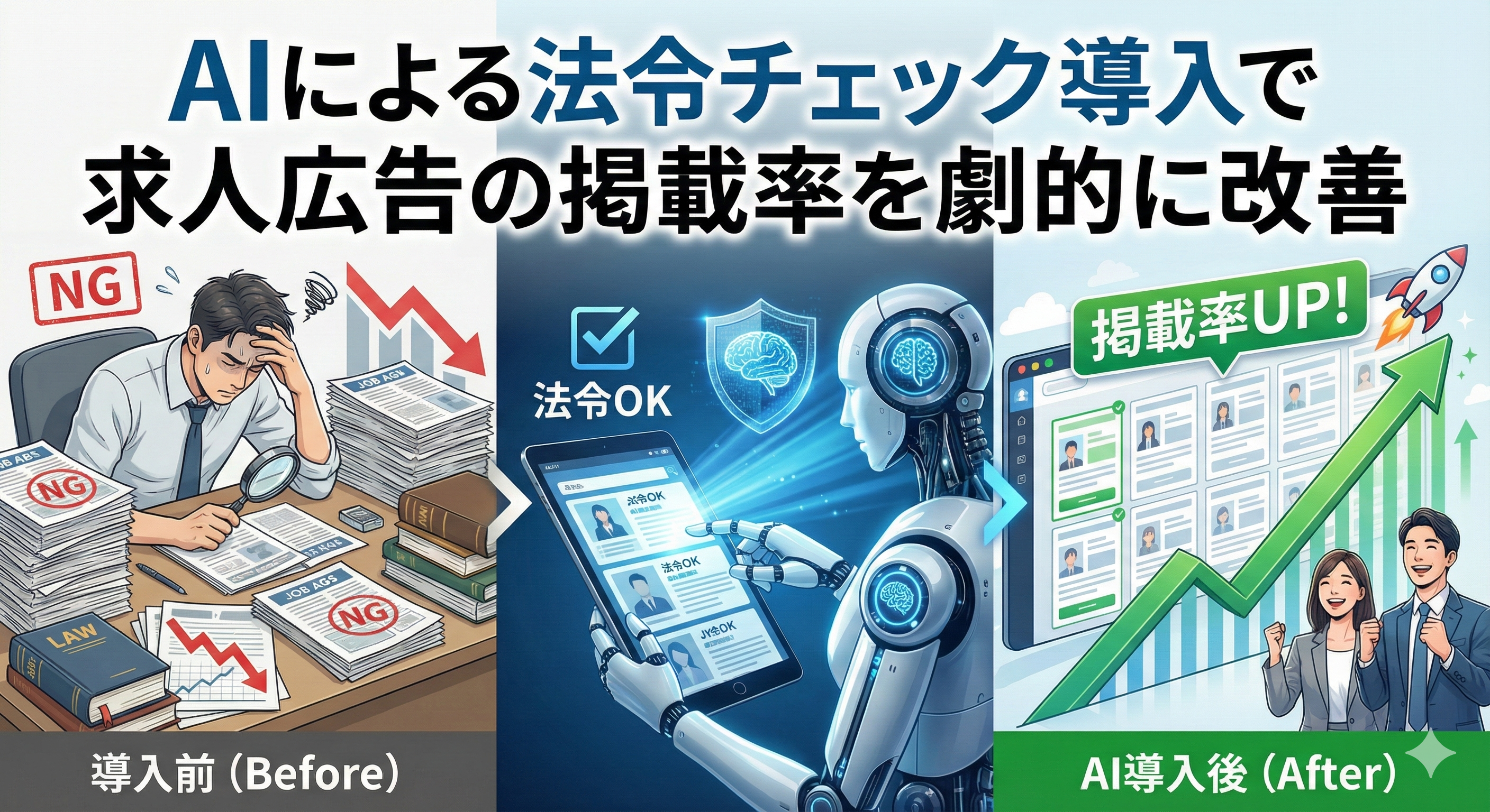 AIによる法令チェック導入で求人広告の掲載率を劇的に改善